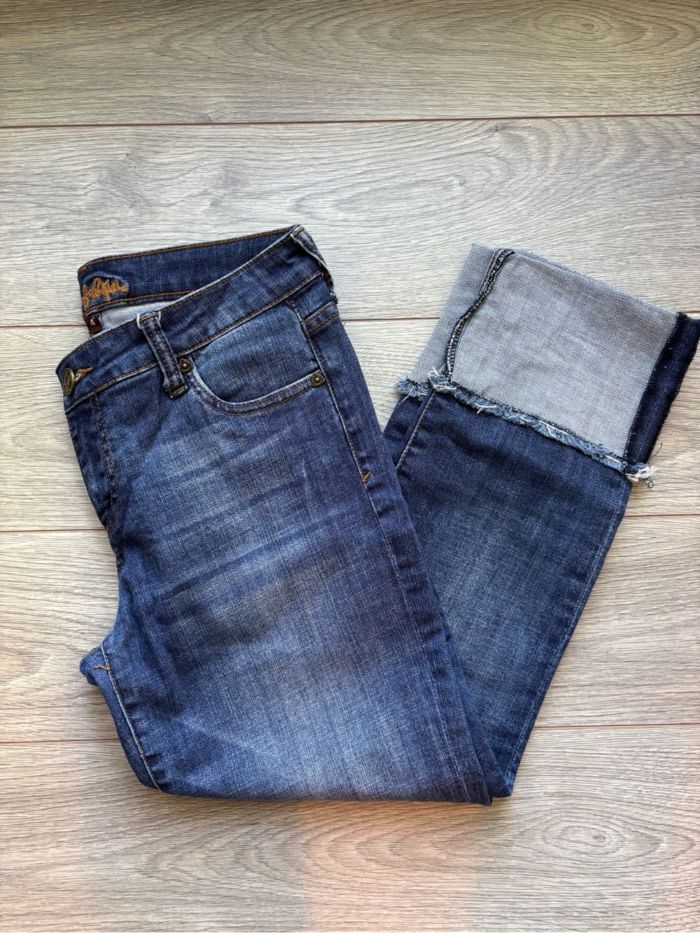 KUT from the Kloth Catherine Boyfriend Cuffed Denim Jeans Dark Wash Women 4